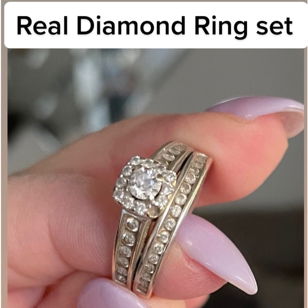 Real diamonds/gold engagement ring set soldered together for comfort.
